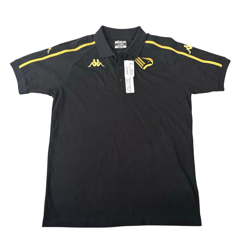 Kappa Men's Ghiolo Short Sleeve Polo Shirt Slim Fit Black Gold Size L